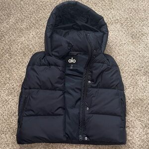 ✨100% AUTHENTIC ALO GOLD RUSH PUFFER VEST W/HOOD BRAND NEW BLACK XX-SMALL✨